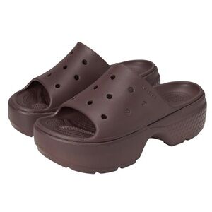 Crocs Unisex-Adult Stomp Slides, Platform Sandals, Mocha, 8 Men/10 Women, NWOT